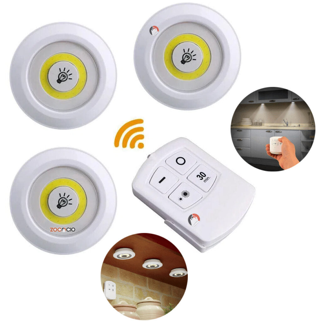 3 Luces Led Inalambricas Con Control luz
