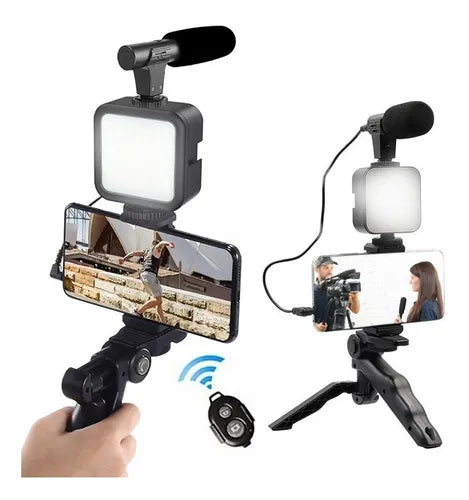 Tripode De Celular Con Luz Y Microfono